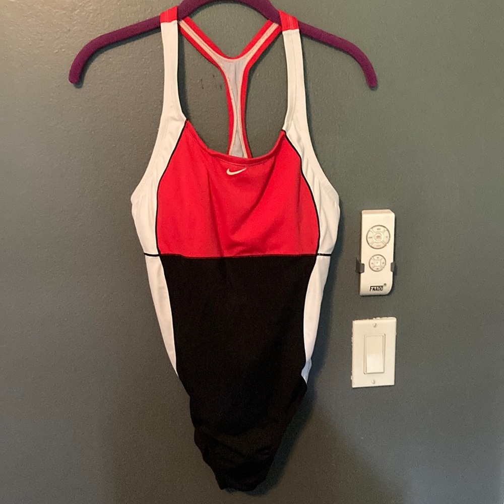 Nike Red, White and Black Swimsuit